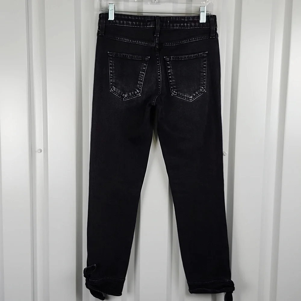 AMO Women's Tie Ankle Jean in Black Magic Jeans Size 25 Mid-Rise Cropped